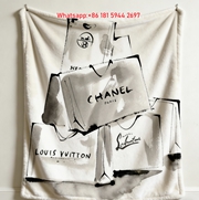 Chanel & Luxury Shopping Bags Ink Sketch Flannel Sofa Throw Blanket IMG_6796